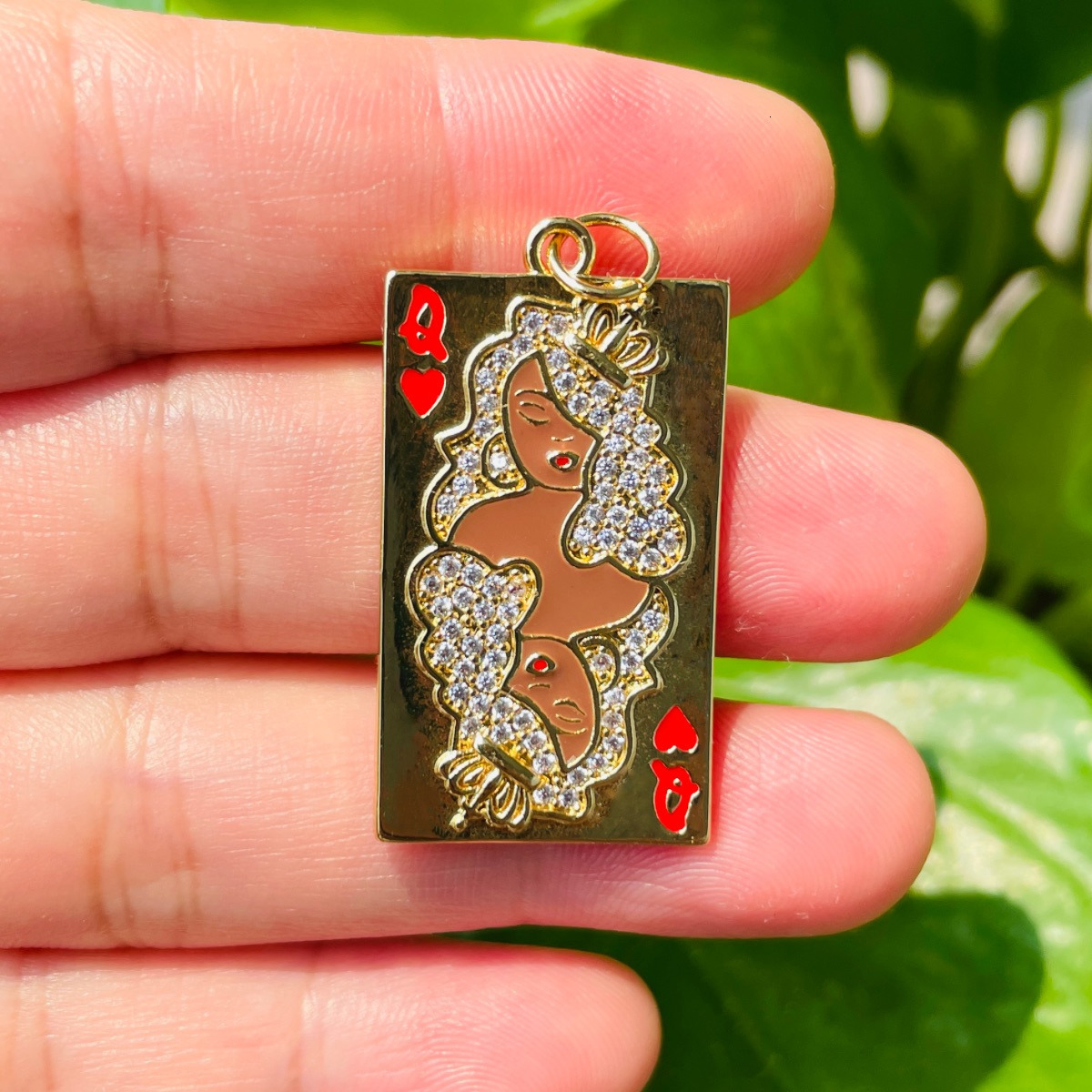 Charms 5pcs Micro Pave Afro Black Queen of Heart Card Charms Pendant Women Bracelet Necklace Making Bling Jewelry Wholesale 230907