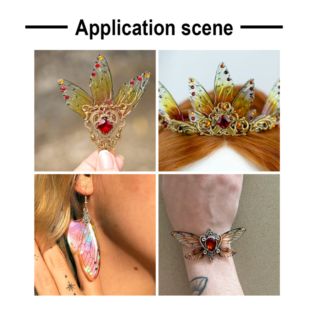 Charms 40pcs Rainbow Gradient Transparent Resin Fairy Wing Pendants For Women Glitter Dangle Earrings Jewelry Making 230907