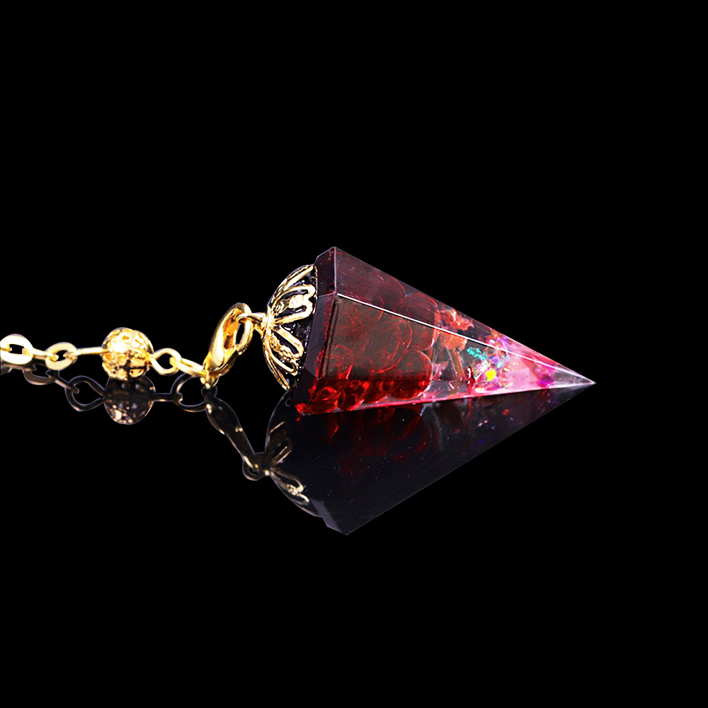 Charms Chakra Resin Crystal Pendulum 6 Faceted Point Gemstone Reiki Healing Pendulums For Dowsing Scrying Divination Meditation 230907