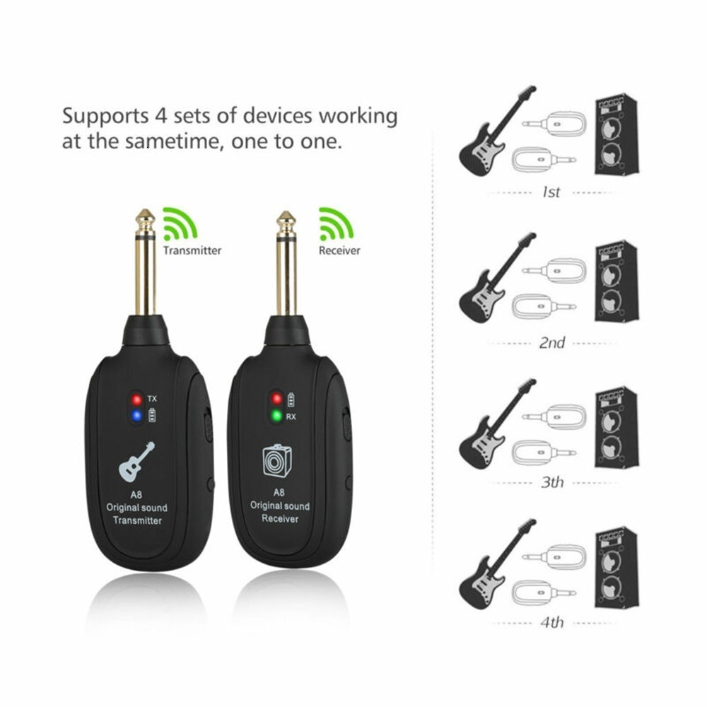 Lighting Studio Accessories A8 UHF Guitar Wireless System Transmitter Receiver Builtin Rechargeable wireless guitar transmitter for accessories 230908 - view 3