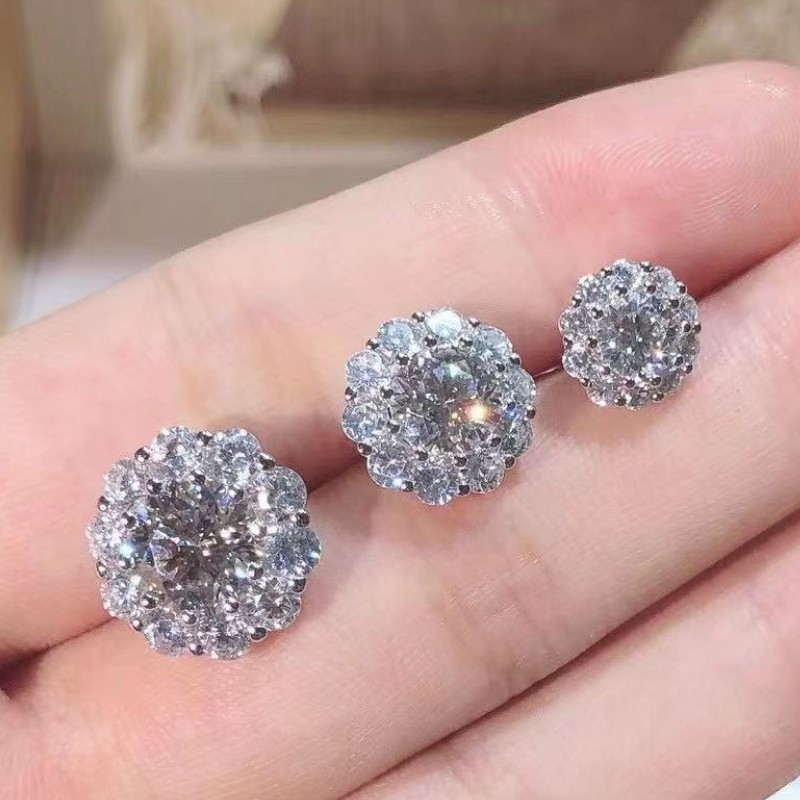 Dia Passed Test 0.5CT 1CT 2CT VVS Moissanite Sier Gold Plated Bg Studs Earrings Nice Gift for Men Women