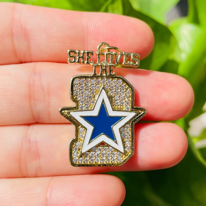 Charms 5pcs Micro Pave She Loves The D Words Charms for Women Bracelets Necklace Making Gold-Plated Pendant Jewelry Accessory Wholesale 230907