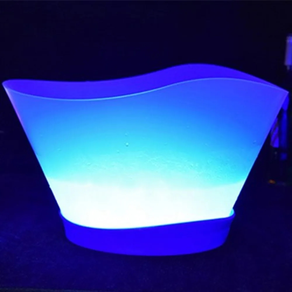 LED Plastic Ice Bucket Bottle Cooler Glass Tray Beer holder Wine Stand VIP Service Glorifier Display Rack Party Decor Colorful Luminous Boat Shaped