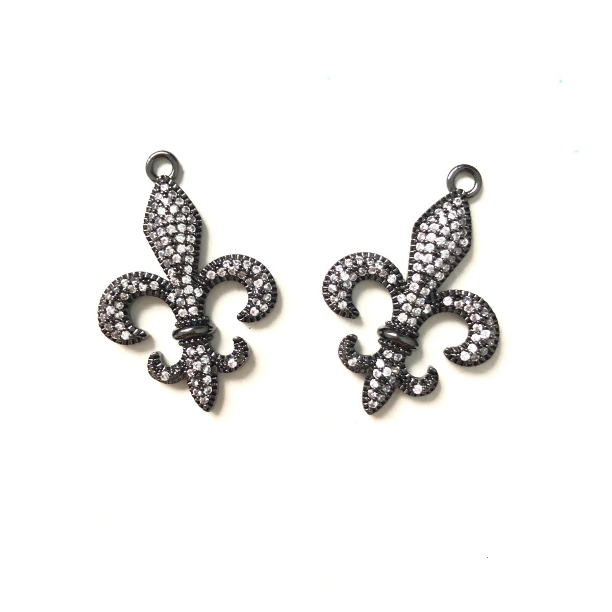 Charms 5pcs Fleur De Lis Iris Flower Charm for Women Bracelet Girl Necklace Making Zirconia Pave Pendant for Handmade Jewelry Accessory 230907