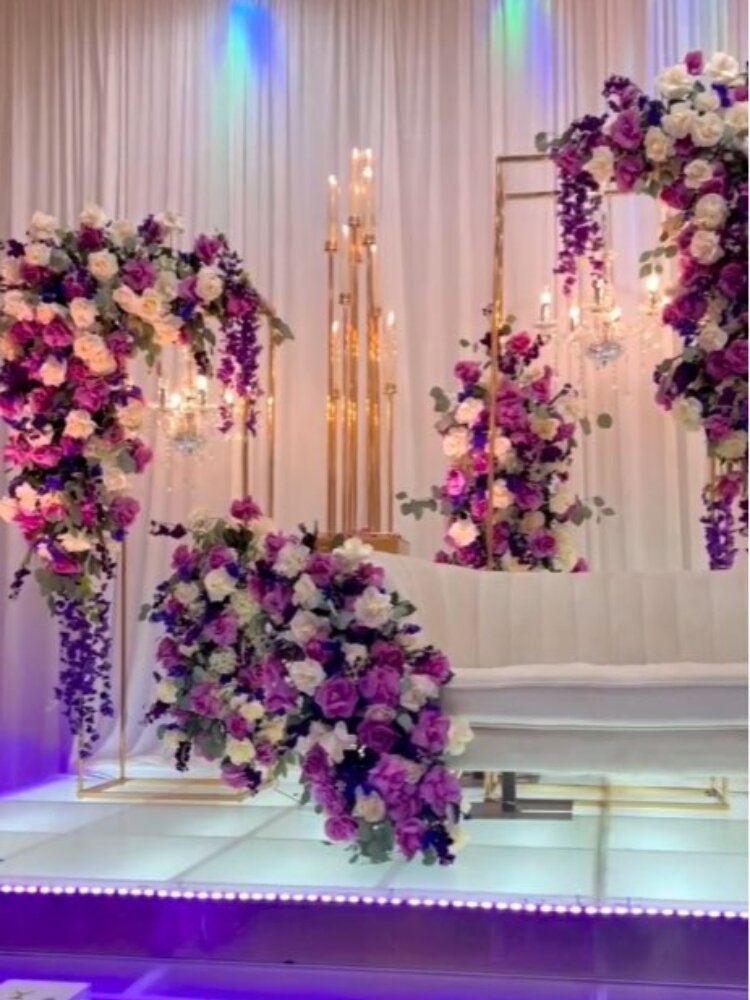 5PCS Shiny Gold Wedding Decoration Background Framer Welcome Banner Sign Lace Display Stand Flower Arch Riser Column Wedding Backdrops Props