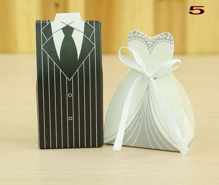 Candy Box Bride Groom Wedding Bridal Favor Gift Boxes Gown Tuxedo 100 pcs 50 pair New361y ZZ