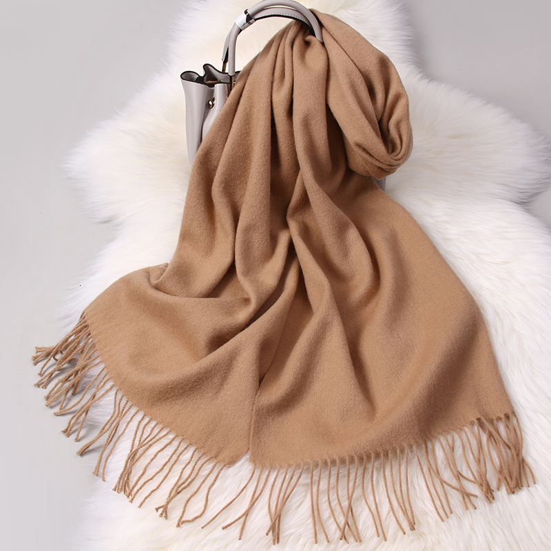 Scarves Winter 100% Pure Wool Scarf Neck Warmer Women Echarpe Wrap with Tassel Pashmina Foulard Femme Merino Cashmere Scarves for Ladies 230907