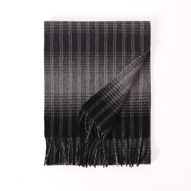 Scarves 100% Wool Scarf For Men British Style Tartan Plaid Cashmere Scarf Winter Warm Soft Neck Scarves Classical Business Man Scarf 202 230907