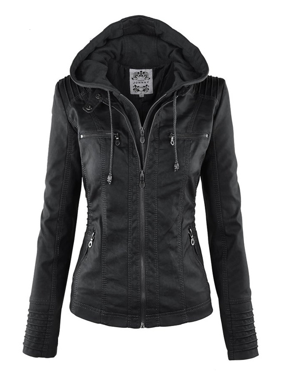 Women's Jackets Women Faux Leather Fashion Jacket Basic Coat Female Winter Motorcycle Jacket Faux Leather Suede PU Zipper Hoodies Outwear 230907