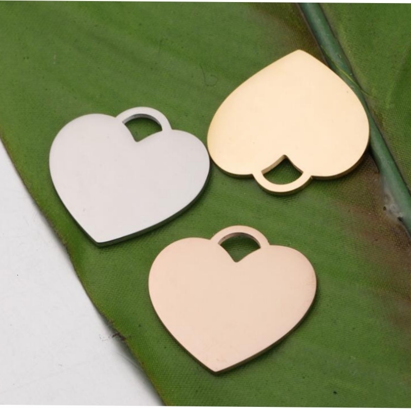 Charms 20pcs/lot 100% Stainless Steel Mirror Polished 20mm 25mm Heart Tag Charm Pendant for Bracelet Necklace DIY Jewelry Making Charms 230907