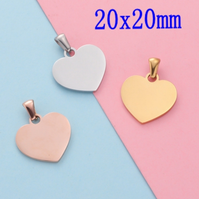 Charms 20pcs/lot 100% Stainless Steel Mirror Polished 20mm 25mm Heart Tag Charm Pendant for Bracelet Necklace DIY Jewelry Making Charms 230907