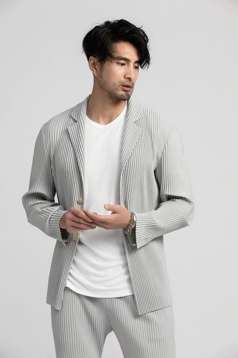 Men's Slim Fit Stretch Blazer Jacket Dark Gray, Black, Light Gray - Casual Smart Style, Polyester, B4