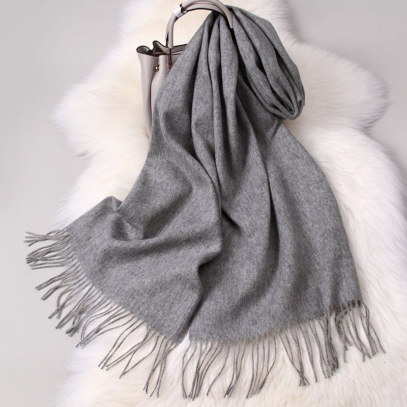 Scarves Winter 100% Pure Wool Scarf Neck Warmer Women Echarpe Wrap with Tassel Pashmina Foulard Femme Merino Cashmere Scarves for Ladies 230907