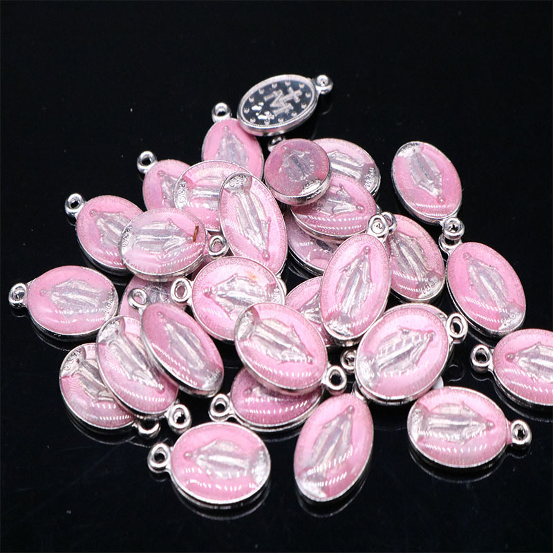 Charms Religious Miniature Blue Mary Catholic Gift Virgin Mary Sacred Heart Charm Trophy Holy Medal 100pcs 230907