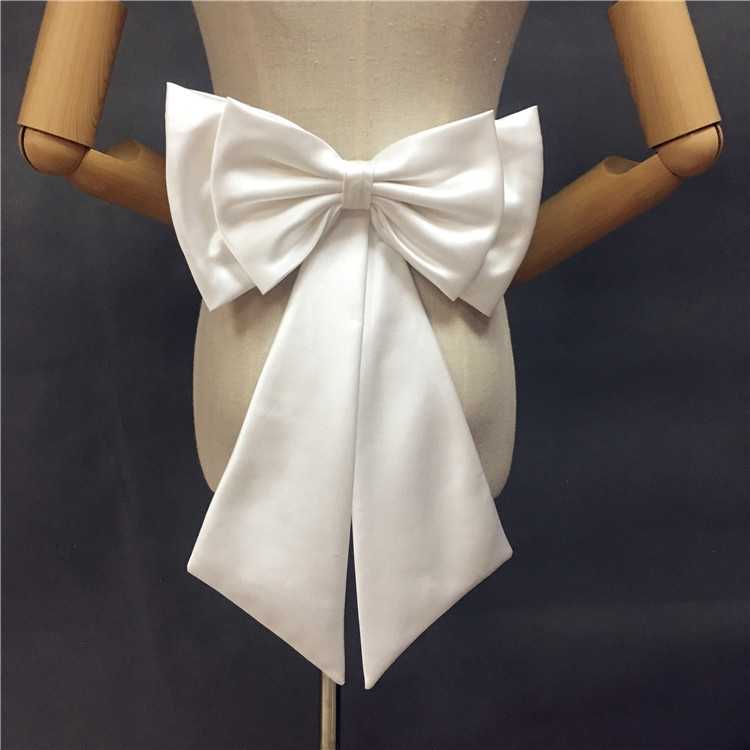 Separate white satin bow detachable bridal dress satin knot accessories
