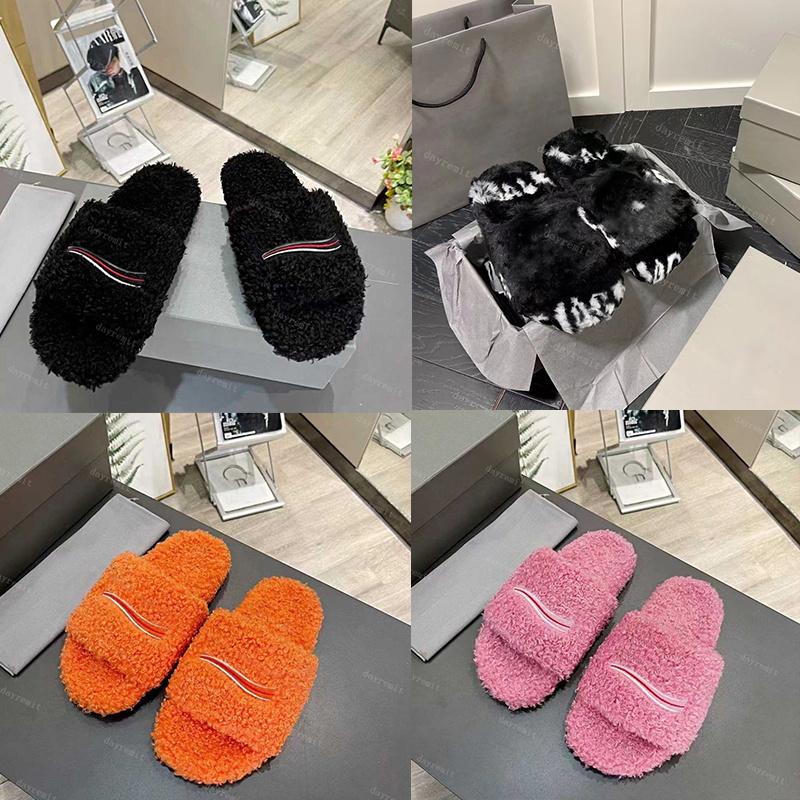 Brand Slippers Dupe AAAAA Fur Slippers Boots Women Wool Slipper Winter Indoor Furry Soft Fluffy Plush Platform Flats Heel Fashion Shoes