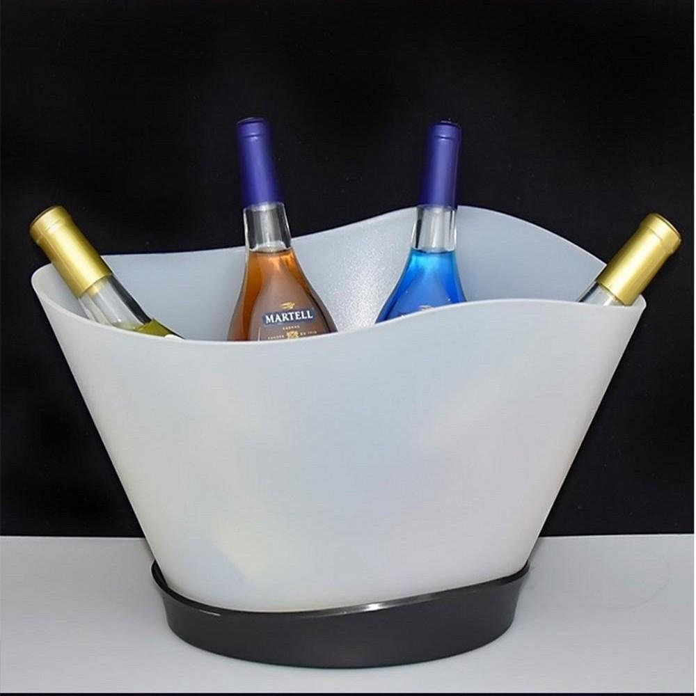 LED Plastic Ice Bucket Bottle Cooler Glass Tray Beer holder Wine Stand VIP Service Glorifier Display Rack Party Decor Colorful Luminous Boat Shaped