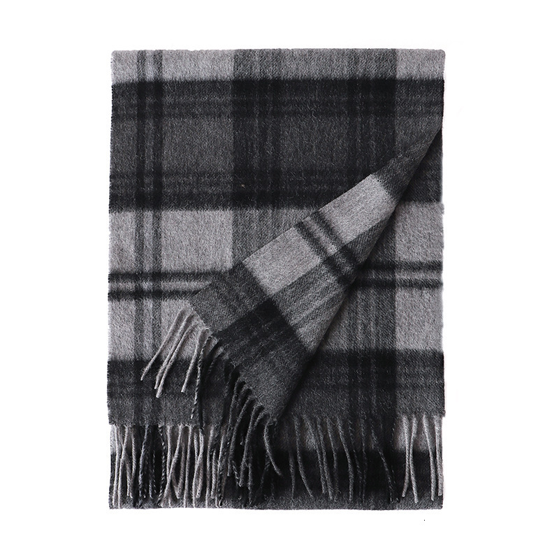 Scarves 100% Wool Scarf For Men British Style Tartan Plaid Cashmere Scarf Winter Warm Soft Neck Scarves Classical Business Man Scarf 202 230907