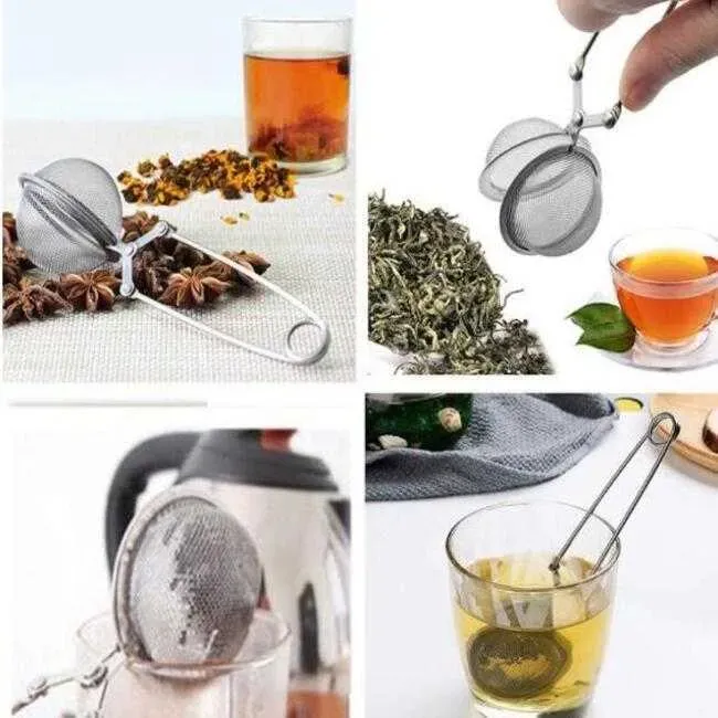 UPS Kitchenware Accessories Tools Tea Infuser 304 Stainless Steel Sphere Mesh Strainer Coffee Herb Spice Filter Diffuser Handle Ball Boutique 9.8