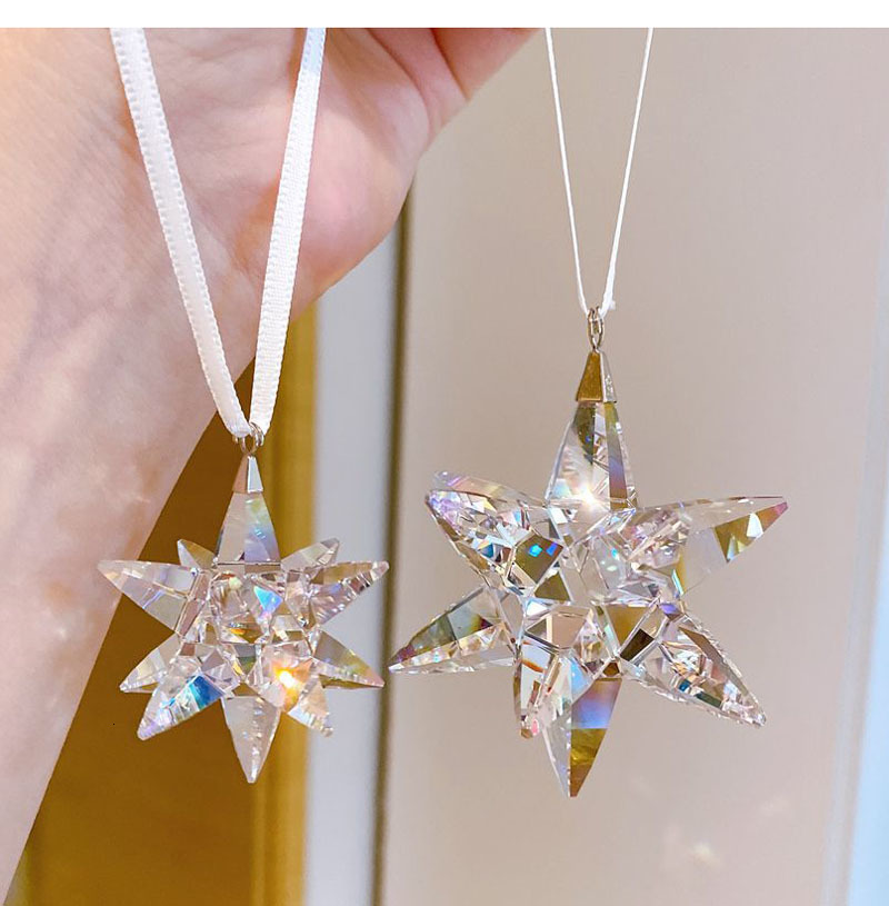 Charms Small Pendant Austrian Crystal Star car Decoration Ornaments Sun Catcher Hanging Trim Christmas Tree Gifts craft two size 230907