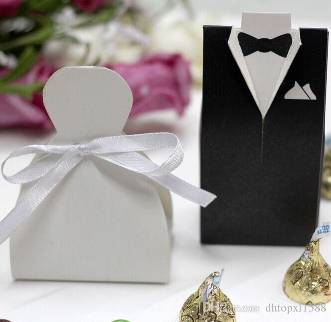 Candy Box Bride Groom Wedding Bridal Favor Gift Boxes Gown Tuxedo 100 pcs 50 pair New361y ZZ