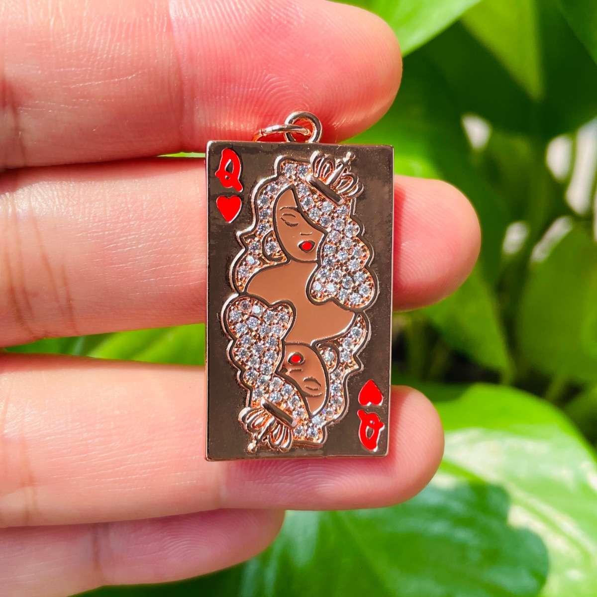 Charms 5pcs Micro Pave Afro Black Queen of Heart Card Charms Pendant Women Bracelet Necklace Making Bling Jewelry Wholesale 230907