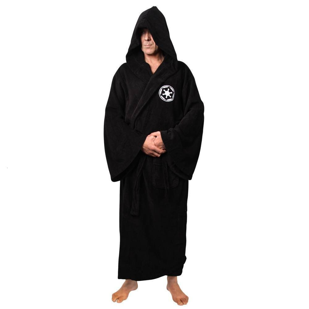 Men's Robes Male Flannel Robe Male With Hooded Thick Star Dressing Gown Jedi Empire Men's Bathrobe Winter Long Robe Mens Bath Robes Homewear