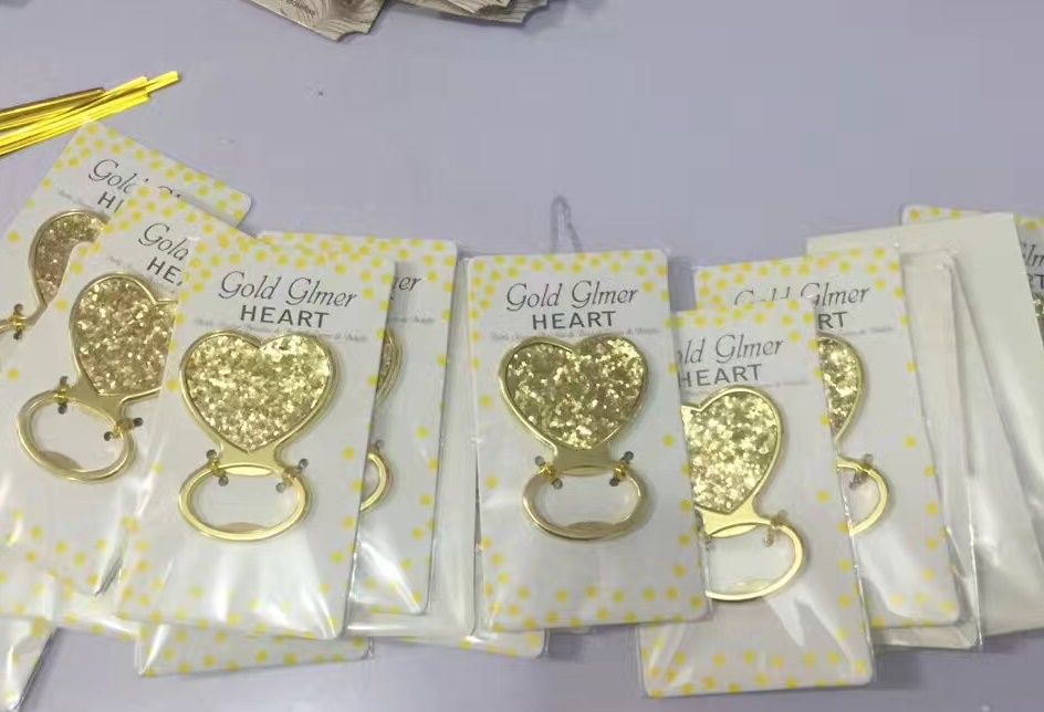 Gold Glitter Heart shaped Bottle Opener wedding favors bridal shower giveaways event party ZZ