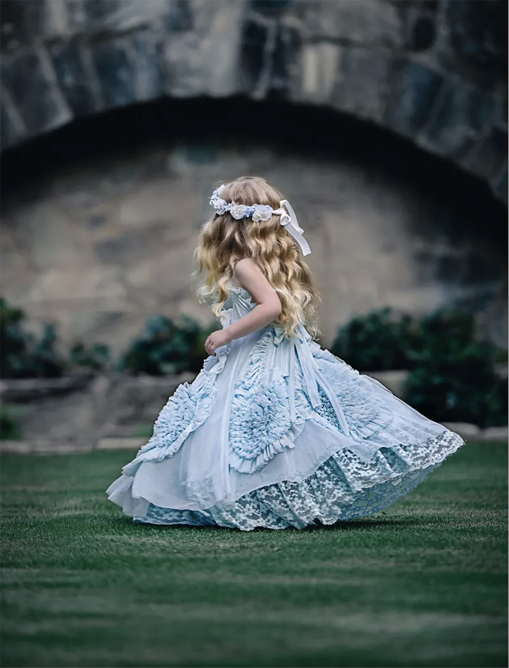 2023 Dollcake Flower Girl Dresses For Weddings Ruffled Kids Pageant Gowns Flowers Floor Length Lace Party Communion Dress
