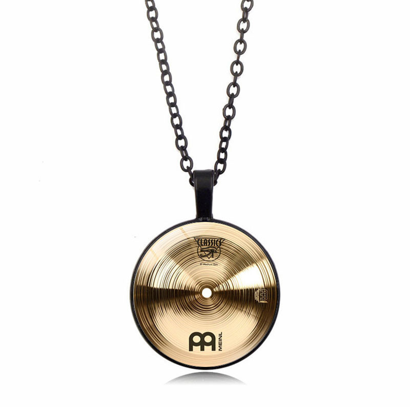 fashion vintage alloy Glass round Cabochon Necklace pendant Necklace Drummer cymbals Women Jewelry Christmas gift