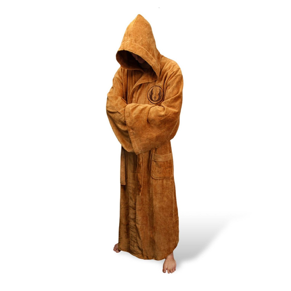 Men's Robes Male Flannel Robe Male With Hooded Thick Star Dressing Gown Jedi Empire Men's Bathrobe Winter Long Robe Mens Bath Robes Homewear