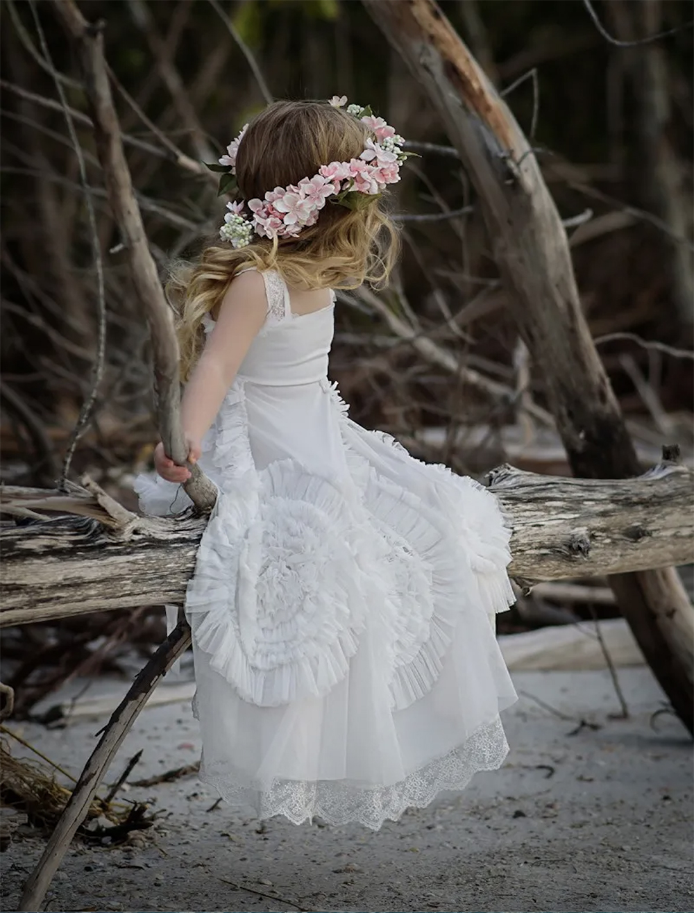 Lovely Dollcake Flower Girl Dresses For Weddings Ruffled Kids Pageant Gowns Flowers Floor Length Lace Party Communion Dress Sash