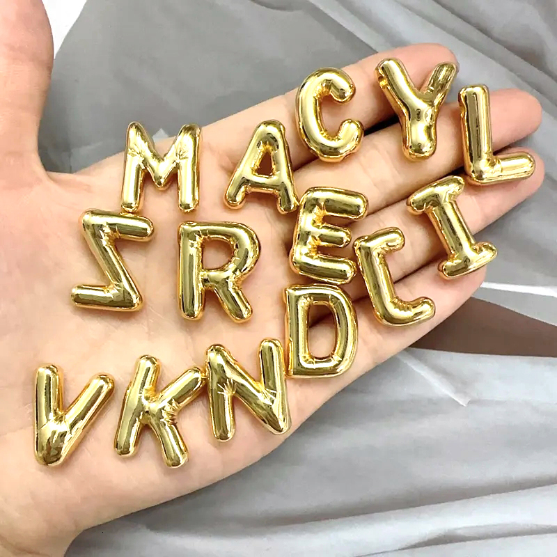 Charms 10Pcs Cute Balloon Letter Pendant Necklace Gold Plated Brass Delicate 26 Letter DIY Charms Necklace Fashion Jewelry Accessories 230907