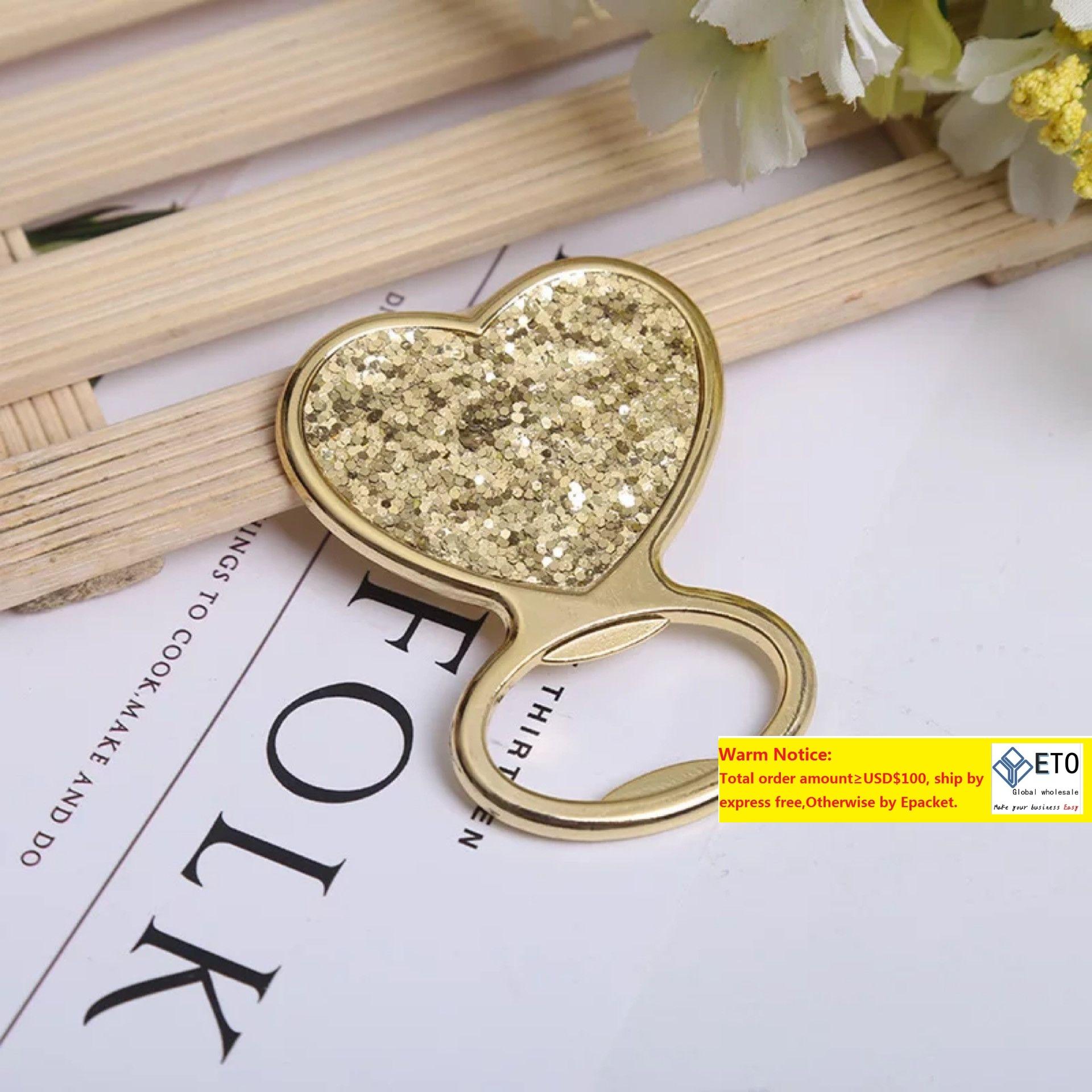 Gold Glitter Heart shaped Bottle Opener wedding favors bridal shower giveaways event party ZZ