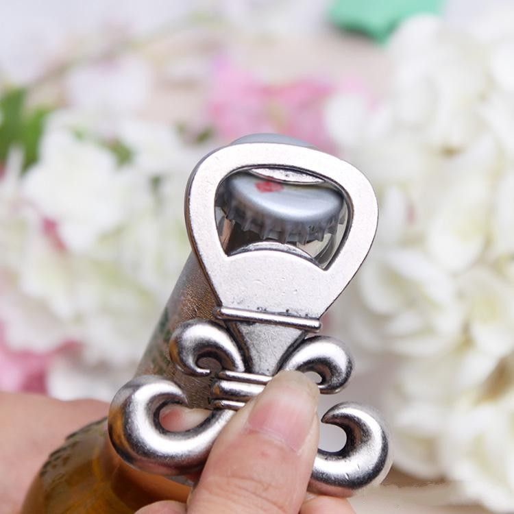 Fleur de Lis PewterFinish Bottle Opener Wedding Favors Bridal Shower Anniversary Keepsake Event Giveaways Birthday Party Supplies ZZ