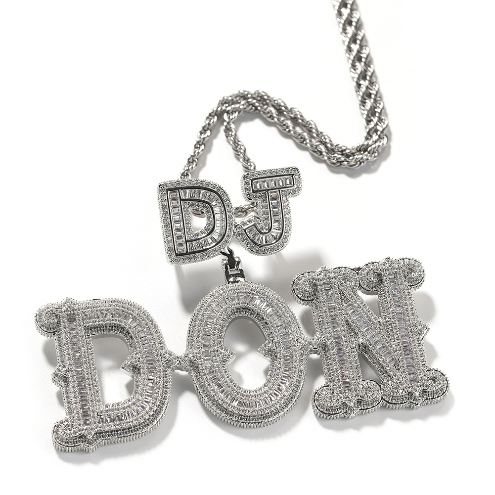 Charms UWIN Customized Name Pendant Necklace for Women Men Iced Baguettecz Letter Bling Cubic Zircon Letters Charms Fashion Jewelry 230908