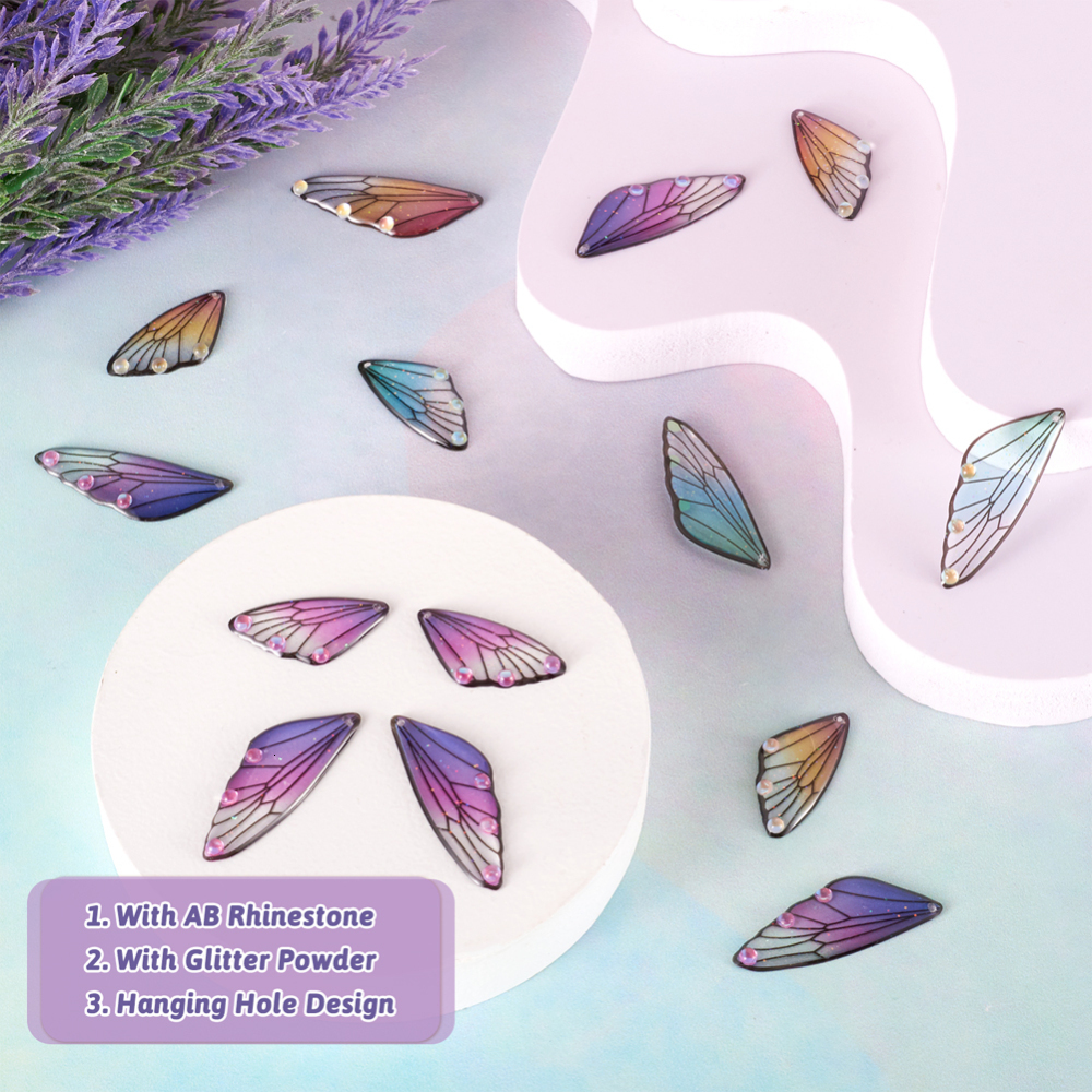 Charms Gradient Color Butterfly Wing Resin Charm Insect Dragonfly Wing Transparent Pendant for Earring Necklace Jewelry Making Supplies 230907
