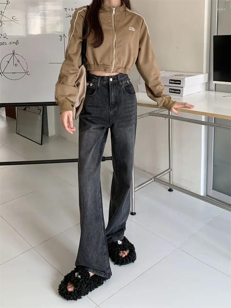 Womens Jeans Baggy Gray Women Pants Vintage Woman High Waist Streetwear Denim Korean Fashion Female Clothing Clothes