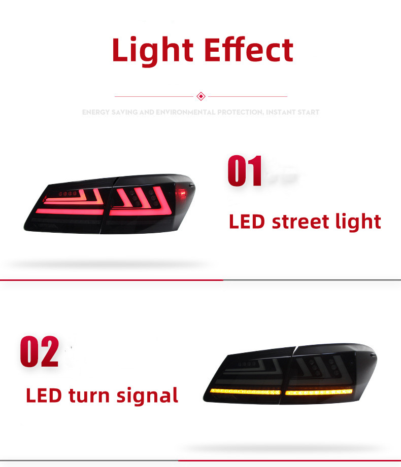 For Lexus ES Taillight Assembly 2006-2012 Upgrade LED Taillights Rear Brake Reversing Highlight Turn Signal Light