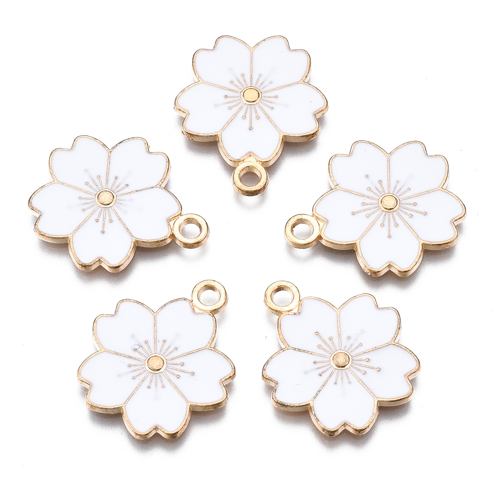 Charms 100Pcs Enamel Sakura Flower Charms Alloy Drop Oil Pendants for Jewelry Making Earrings Necklace Bracelet Chains DIY Accessories 230907