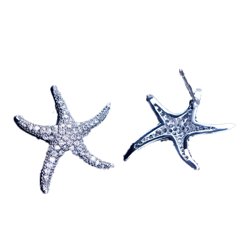 Starfish Style Earring White Gold Filled 5A clear Diamond Cz Engagement wedding Stud Earrings for women festival Gift
