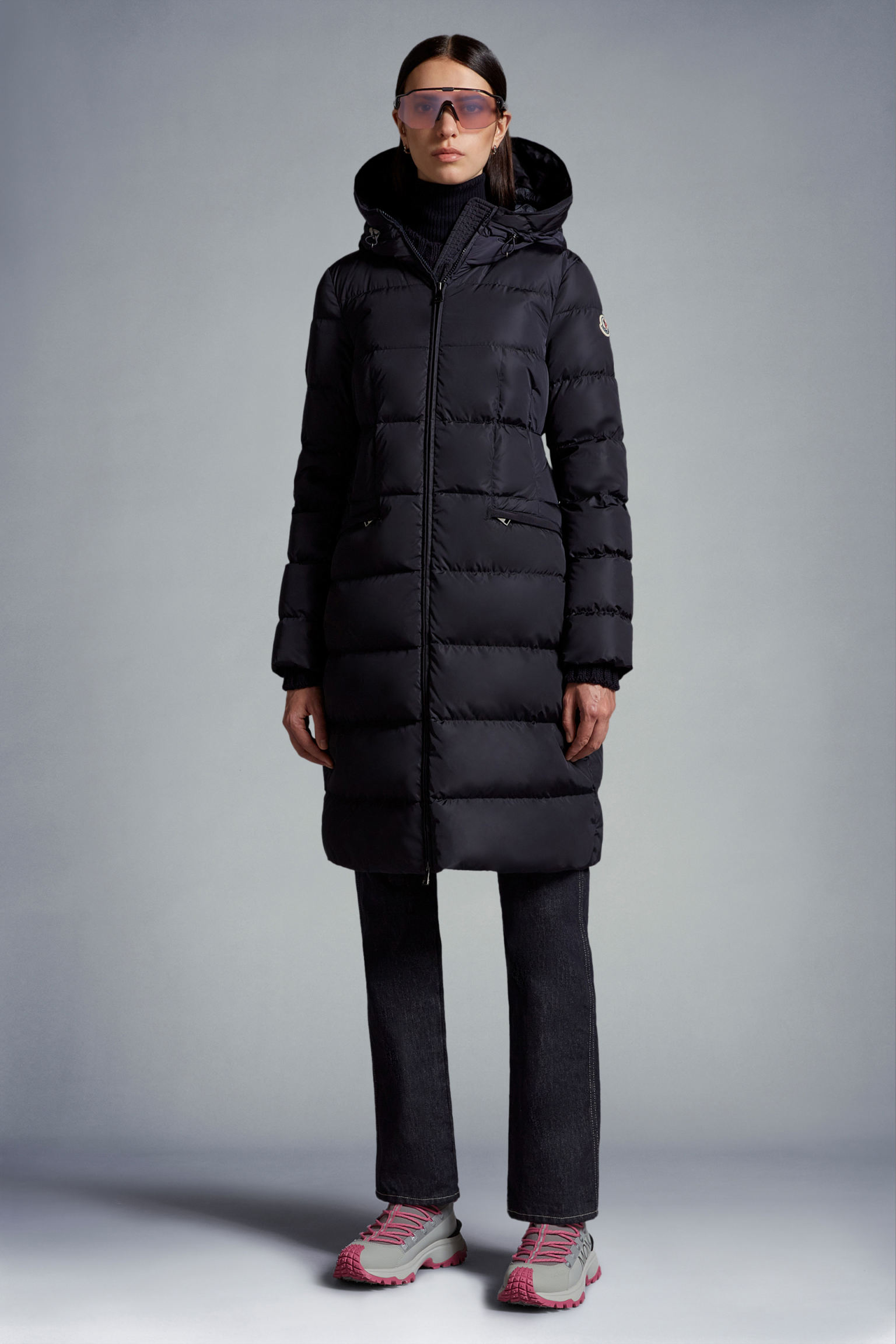 2023 Winter Women's White Duck Down Parkas Zip Jackets Hooded Striped Woman's Slim Long Coats MK23005