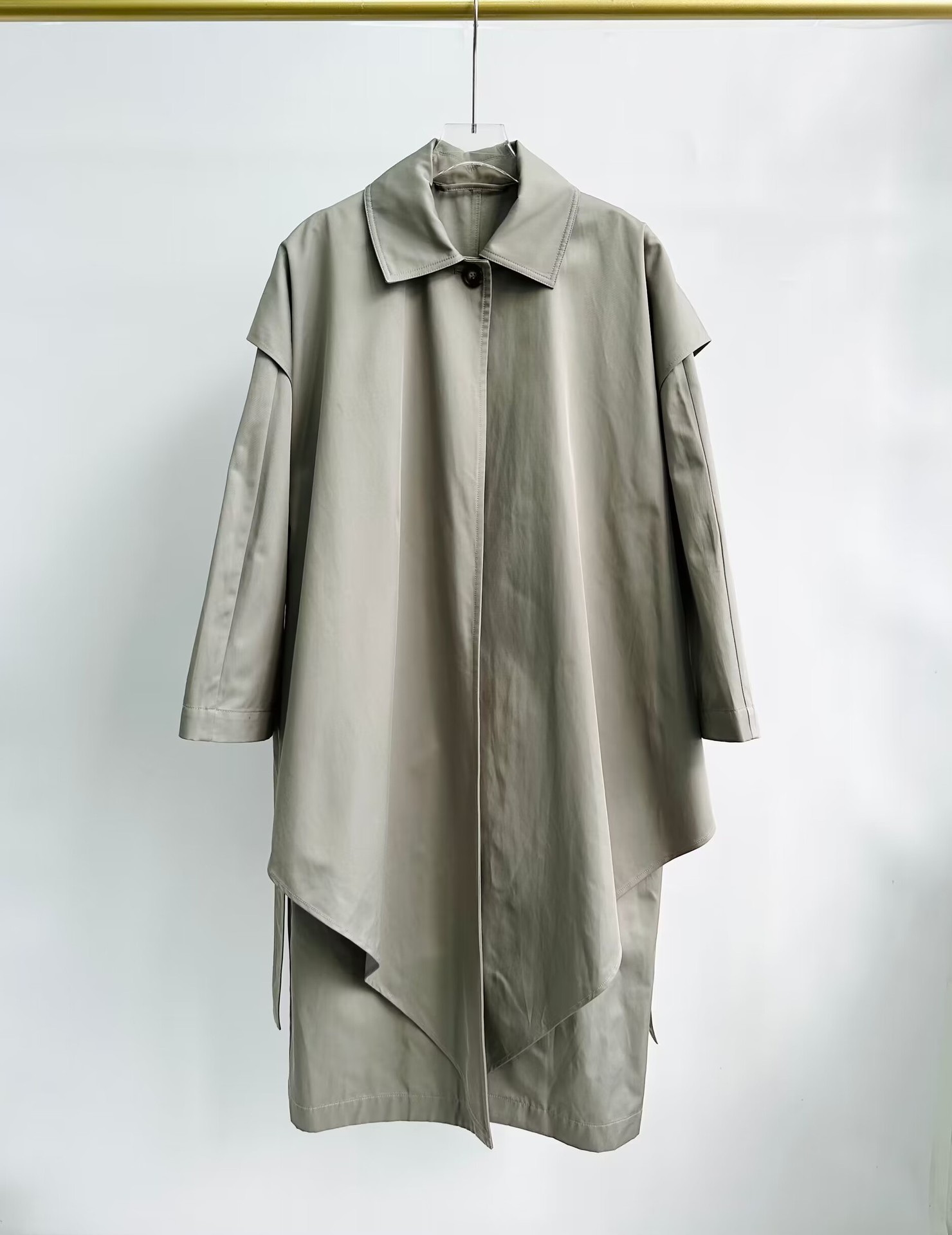 tem Cotton Collared Trench Coat Long Sleeve Coat for Women Size