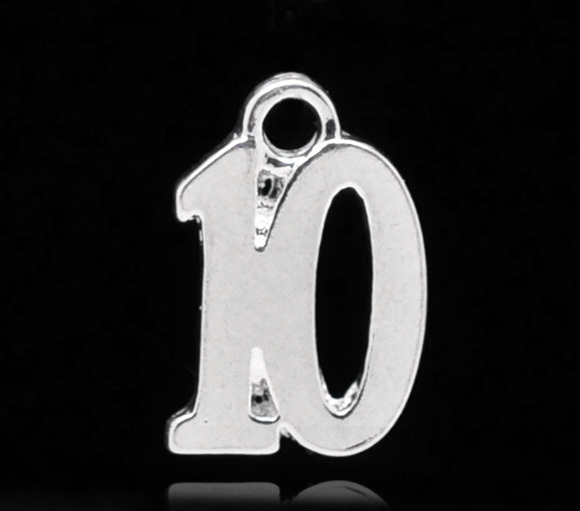 Charms Fashion Number Age Charms For Jewelry Making Number " 20 " 18 " 50 " Silver Color Charms Pendant Necklace DIY Findings 2309