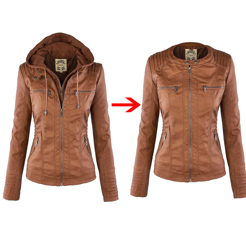 Women's Jackets Women Faux Leather Fashion Jacket Basic Coat Female Winter Motorcycle Jacket Faux Leather Suede PU Zipper Hoodies Outwear 230907