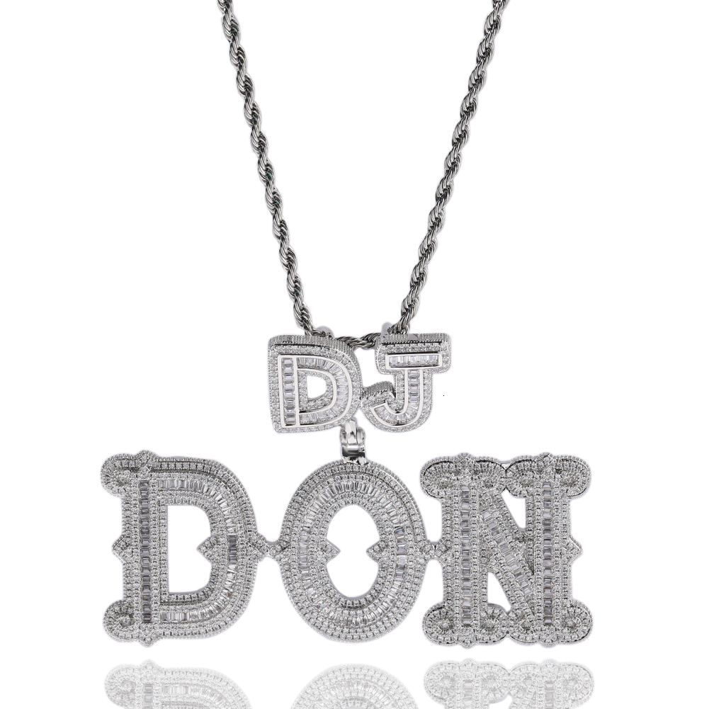 Charms UWIN Customized Name Pendant Necklace for Women Men Iced Baguettecz Letter Bling Cubic Zircon Letters Charms Fashion Jewelry 230908