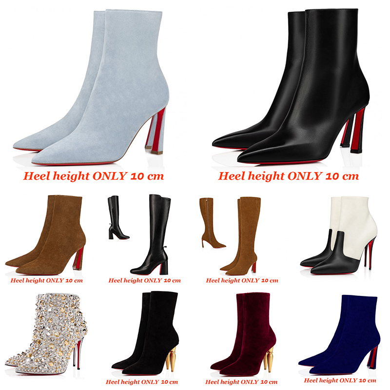 Sexy Pointed-toe Pumps Designer Boots Woman Luxury Red Bottoms Shoes Veau velours High Heels Calf Leather Booty Delicate Women Tall Botta Ankle Boot Ladies Booties