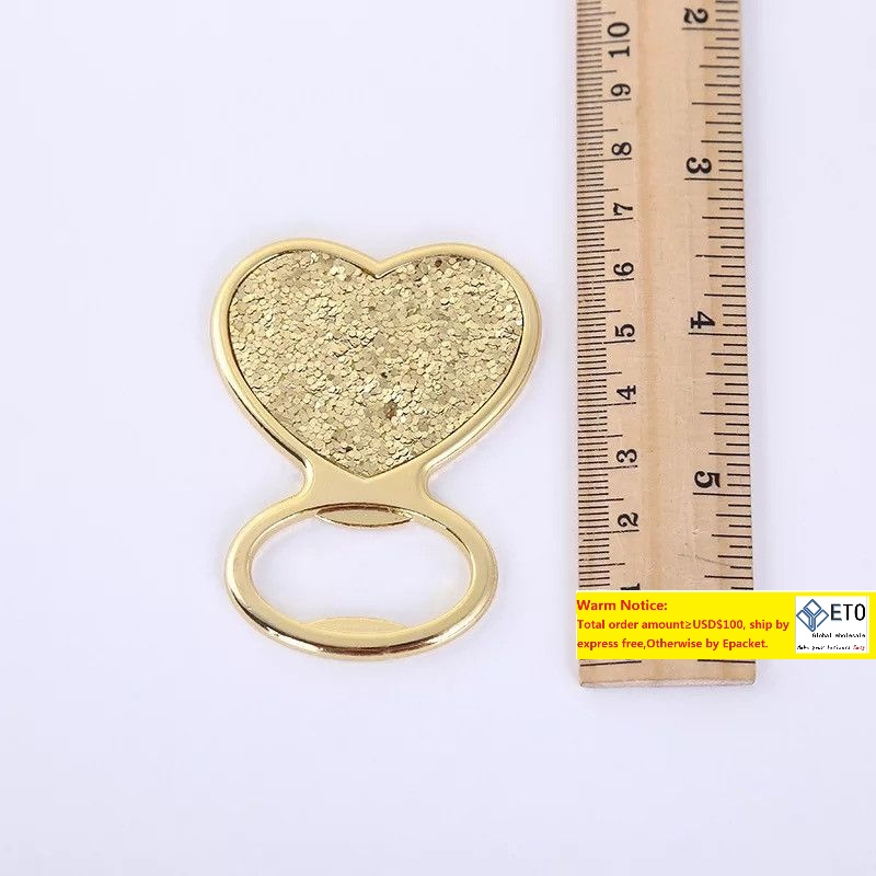 Gold Glitter Heart shaped Bottle Opener wedding favors bridal shower giveaways event party ZZ