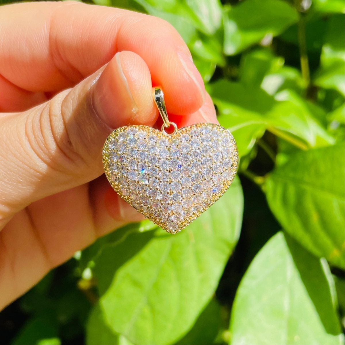 Charms 5pcs Cubic Zirconia Bling 3D Heart Charm Pendant for Women Bracelet Girl Necklace Making Handmade Jewelry 230907