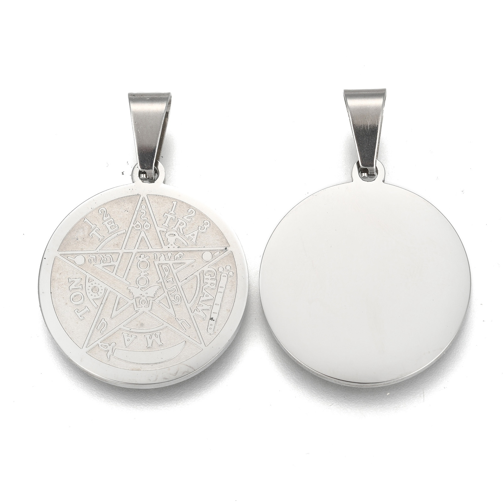 Charms 10Pcs Stainless Steel Tetragrammaton Pentagram Charms Solomon Wiccan Pagen Pentacle Pendants For Necklace Amulet Jewelry Making 230907